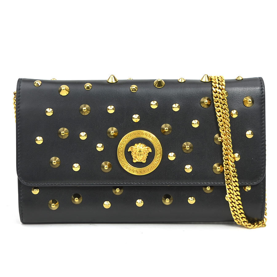 Versace Chain Wallet Leather Black